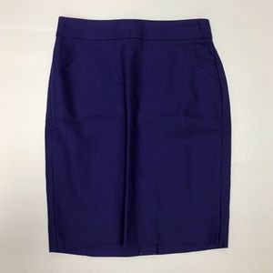 Purple J. Crew Pencil Skirt in Double-Serge Cotton